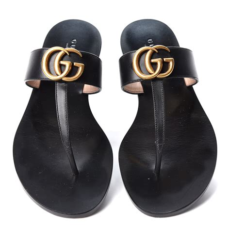 gucci leather thong sandal with double g replica|authentic black gucci thong sandals.